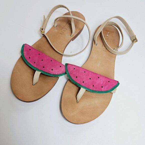 Cornetti Italy Suede Watermelon Thong Sandals Size 39 - Picture 4 of 10